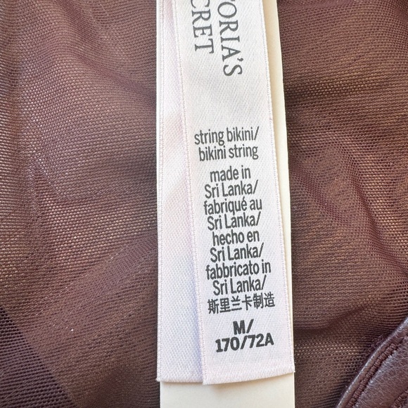 Victoria's Secret Logo Embroidery String Bikini Panty Brown - Picture 4 of 7